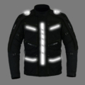 Motorradjacke-Pielini-Herren-Schwarz-4-Season-Vorderseite-nacht