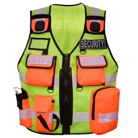 Pielini Sicherheitsweste 202 Gelb/Orange Vorderseite, seitlich verstellbar, Reflexmaterial