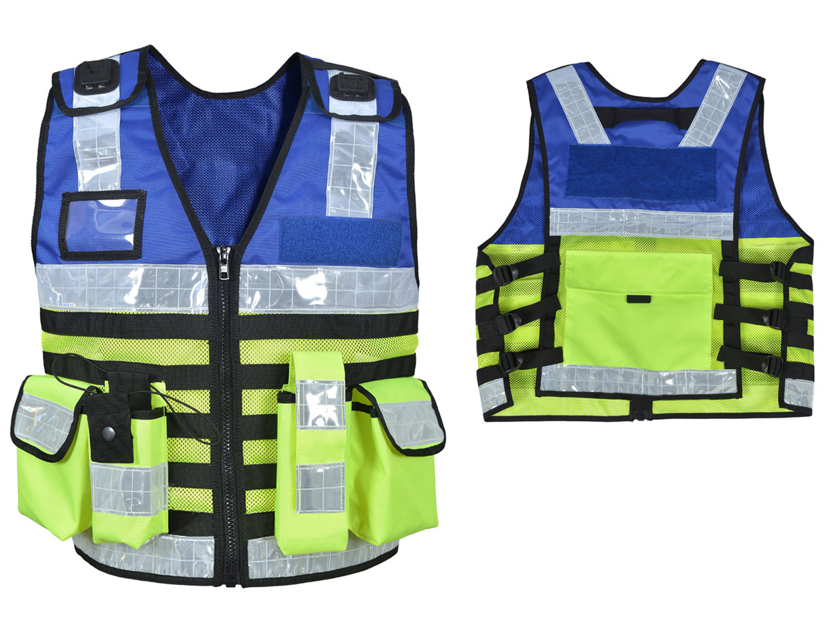 Sicherheitsweste Warn Schutzweste Einsatzweste viele Taschen Reißverschluss  Reflektierendes Material 311 Gelb Blau – JM Sicherheitskleidung  Motorradbekleidung